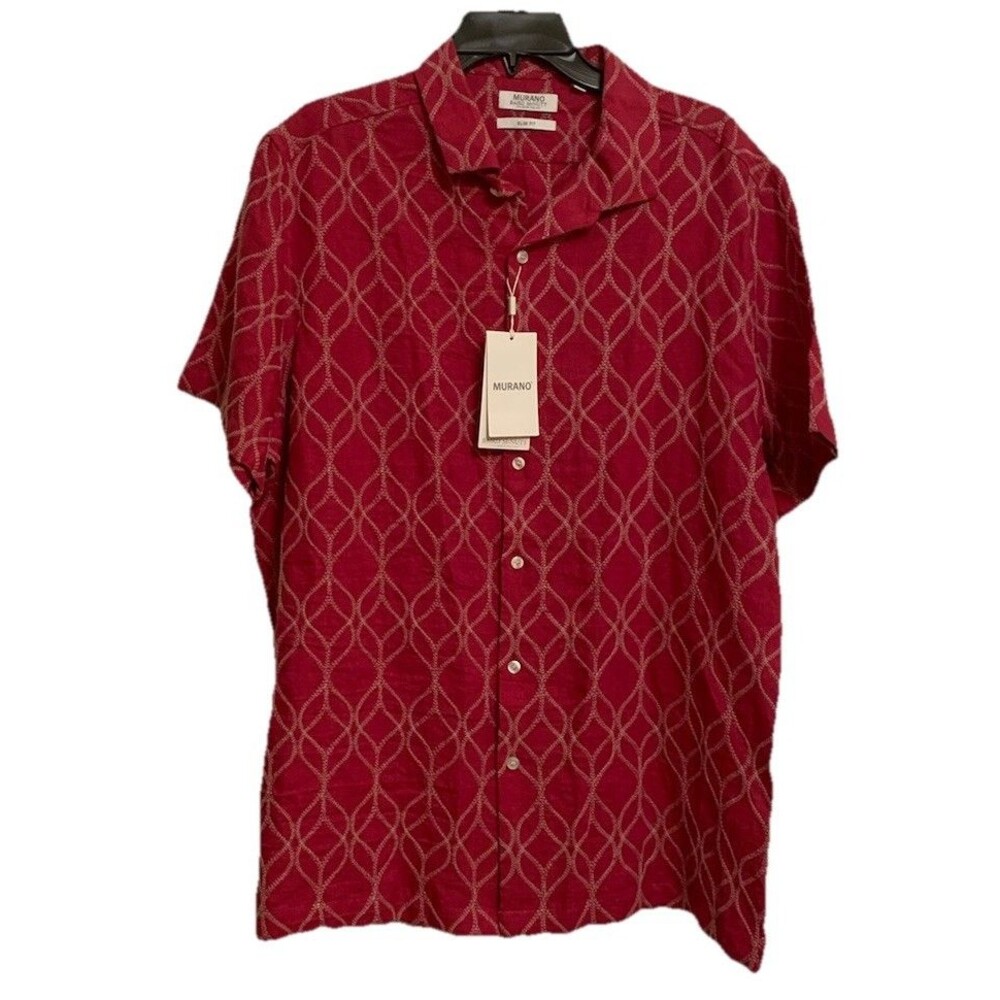 Murano Baird Mcnutt Linen Shirt Mens Size XL Slim Fit Short Sleeve Resort NEW
